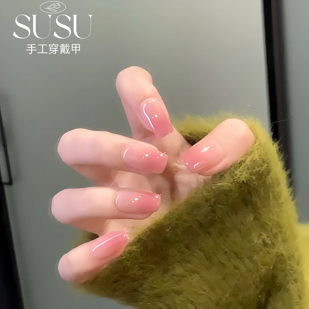 【白桃乌龙】小席专享温柔腮红甲片美甲渐变纯手工显白气质穿戴甲