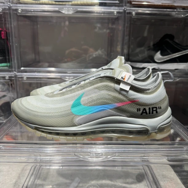 44码 二手 无盒 Air Max97 OW联名 灰彩虹 休闲鞋