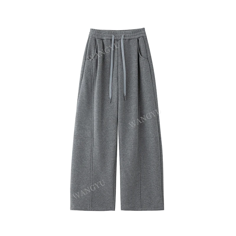 正版香蕉裤女2025新款弯刀裤加绒加厚530克卫裤高腰显瘦阔腿裤