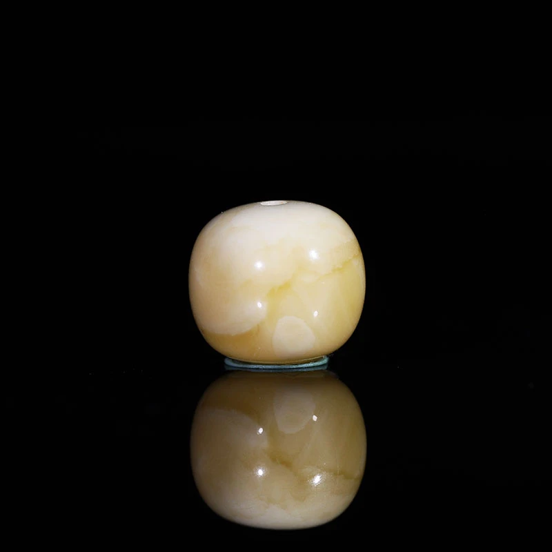 10蜜蜡老型珠子单珠天然原矿黄白花蜡浓蜡精工顶珠蜜蜡配饰O68