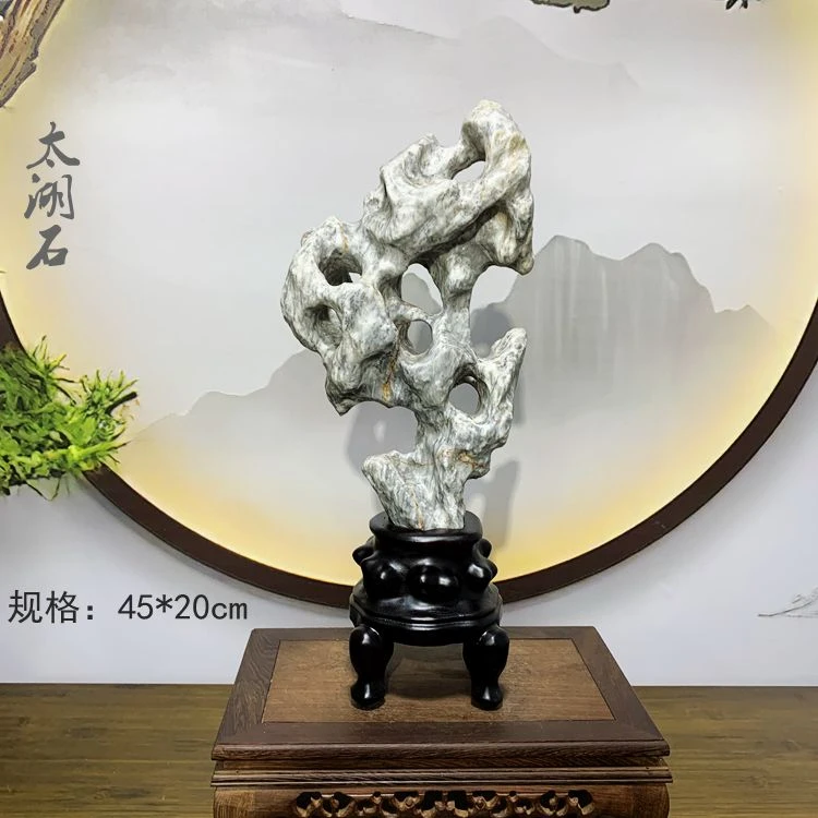 新中式太湖石头精美观赏摆件简约酒柜工艺品书房样板装修高档设计