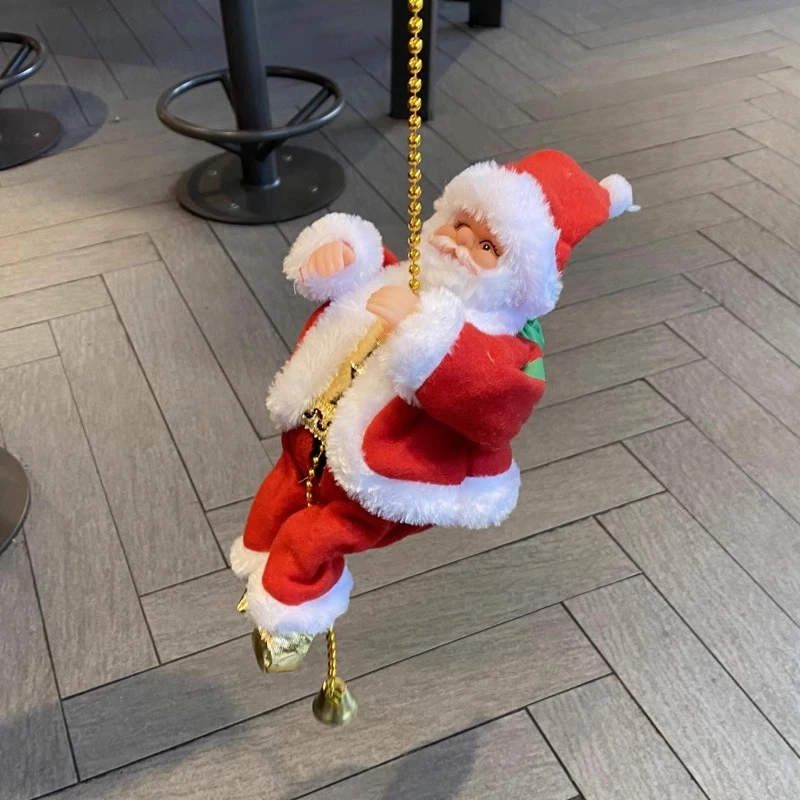 会爬绳子的圣诞老人爬绳爬珠爬梯圣诞节挂件公仔玩偶摆件电动玩具