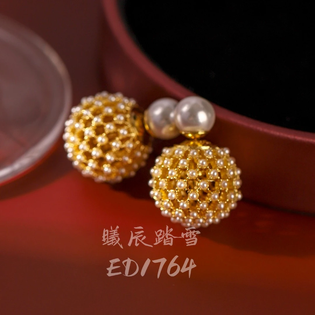 铜合金仿珍珠耳饰 【曦辰踏雪】小香风耳环气质轻奢时尚ed1764