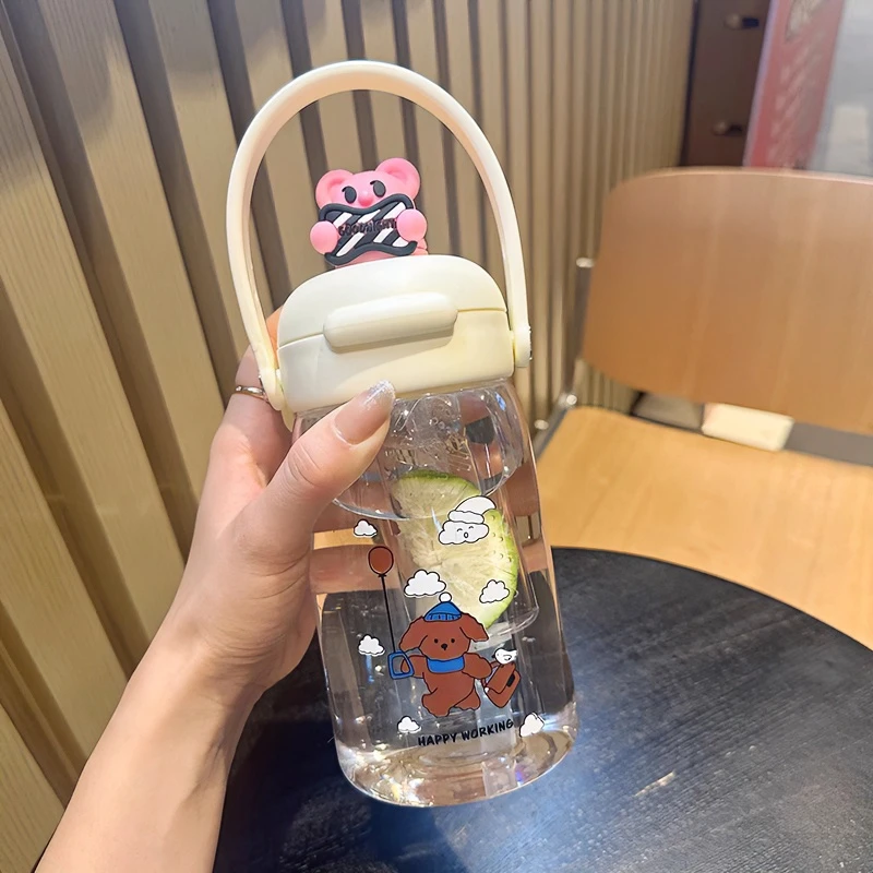 水杯女生2024新款高颜值便携瓶耐高温夏季可爱塑料带茶隔吸管杯子