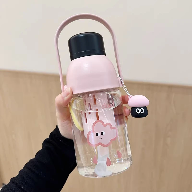 韩版玻璃杯女大容量2024新款高颜值提手家用户外杯子便携携带夏天