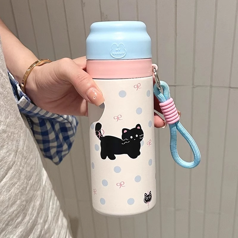 水杯保温杯女生2024新款上学专用不锈钢便携学生可爱吸管杯子