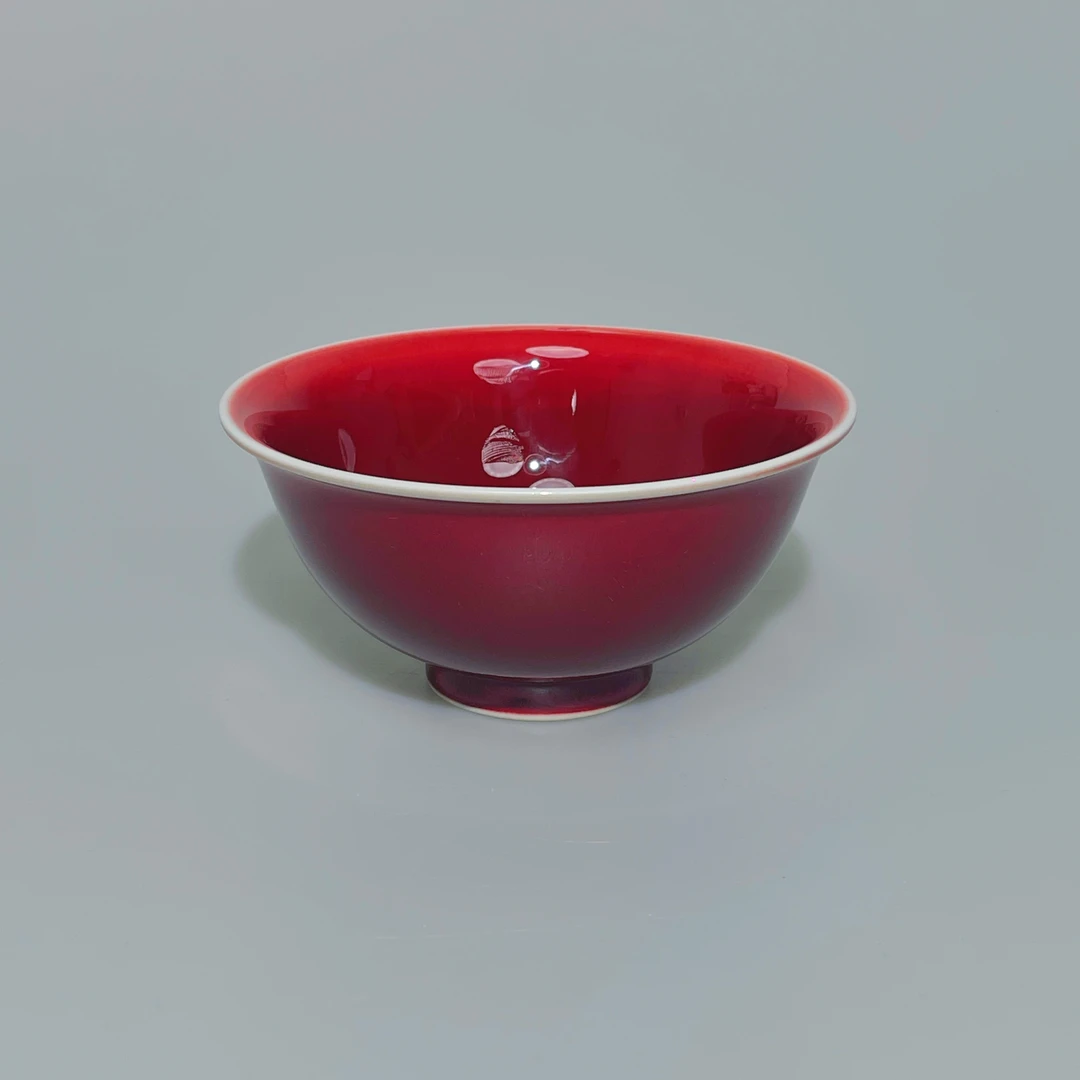 沐窑瓷礼郎窑红福禄寿喜主人碗