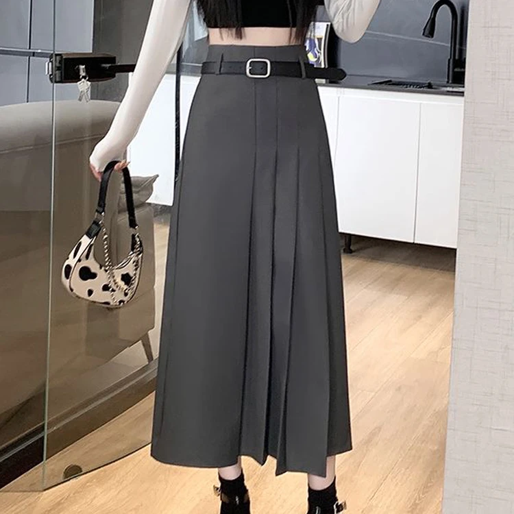 【运费补偿】西装半身裙女2024新款小个子百褶裙高腰显瘦垂坠感伞裙