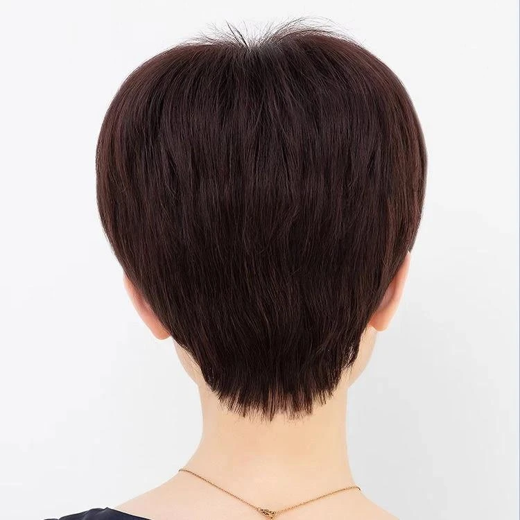 女短直发真发递针全头套中老年超轻薄逼真妈妈四季自然款时尚