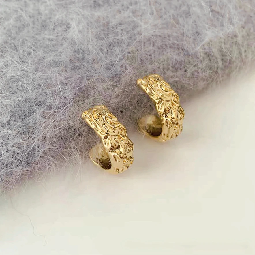 铜合金耳饰 新款925银针小众手工捶打高级肌理耳钉耳环冷淡风潮