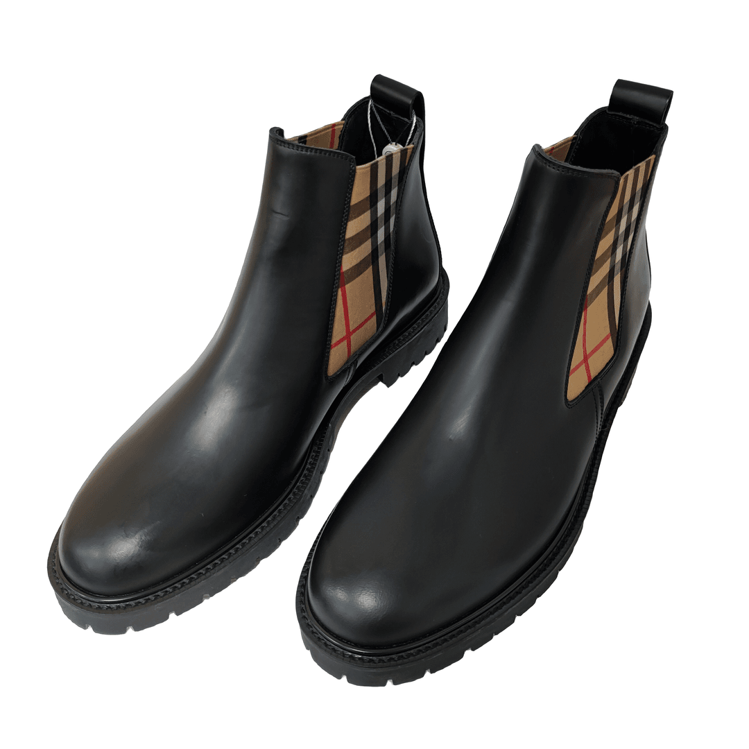 全新未使用 BURBERRY/博柏利 Vintage格纹复古切尔西靴42.5码无盒