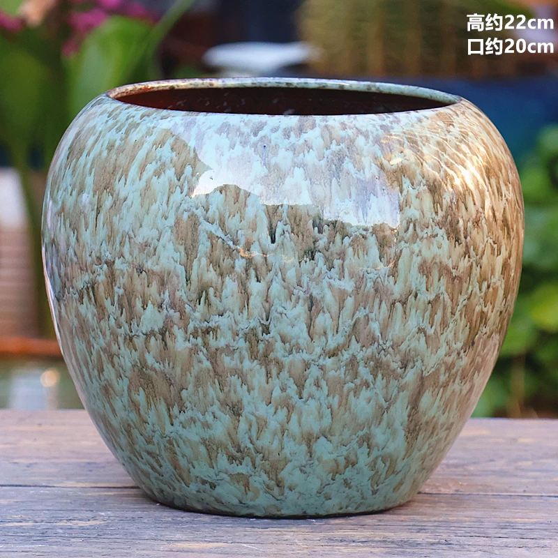 创意圆球盆家用多肉植物花盆陶瓷特大号陶土盆户外庭院蝴蝶兰陶罐