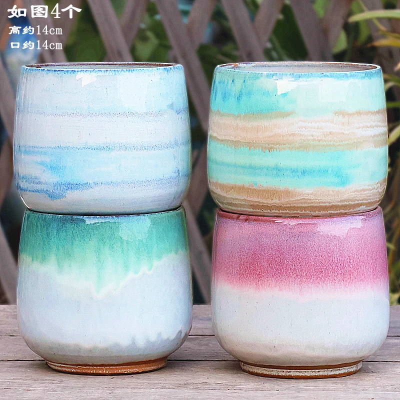 多肉花盆陶瓷蛋壳盆栽粗陶透气简约创意肉肉植物老桩花盆清仓