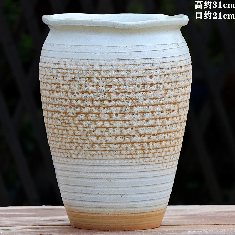 宜兴粗陶多肉花盆切口崖式大号高筒九尾狐透气瓷陶兰花