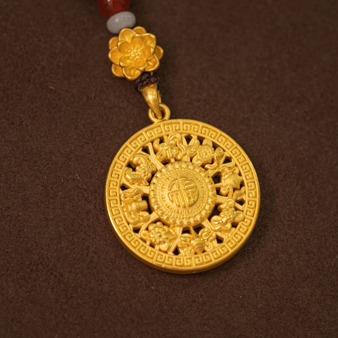 【小影夫妇】足金999莲花八宝罗盘吊坠-YPJ-LHBBLPDZ-