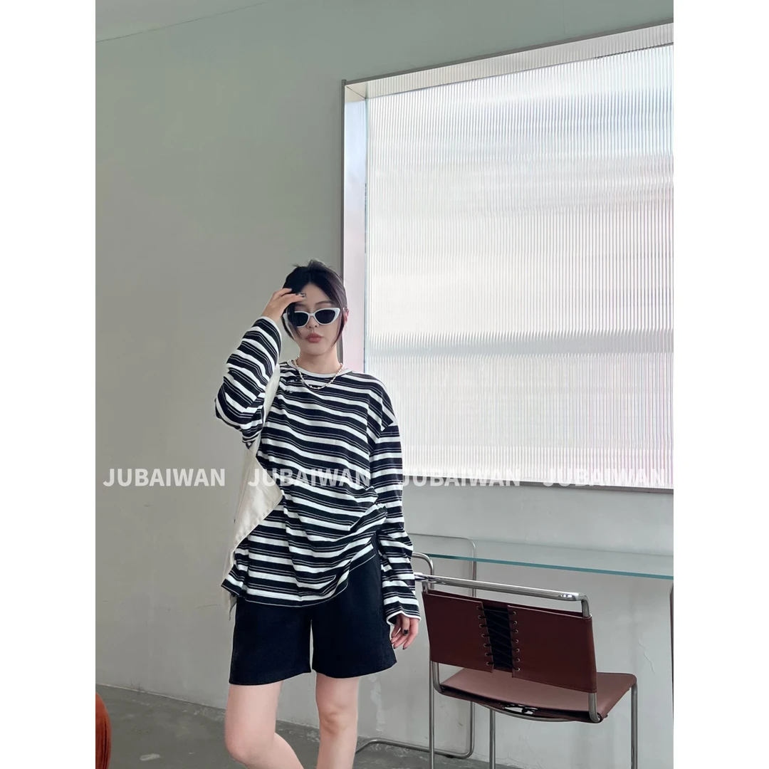 橘百万 松紧腰直筒四分休闲短裤 （NO退）