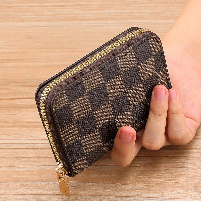 【防消磁】卡包钱包女士格子复古零钱包证件包卡位大容量卡套男士