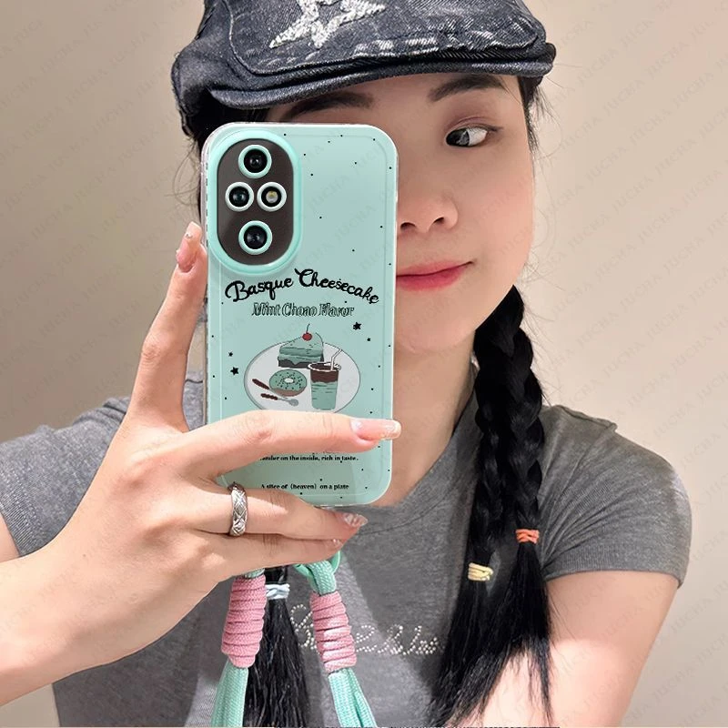 薄荷绿下午茶适用荣耀200pro手机壳防摔新款honor100高级90小众8