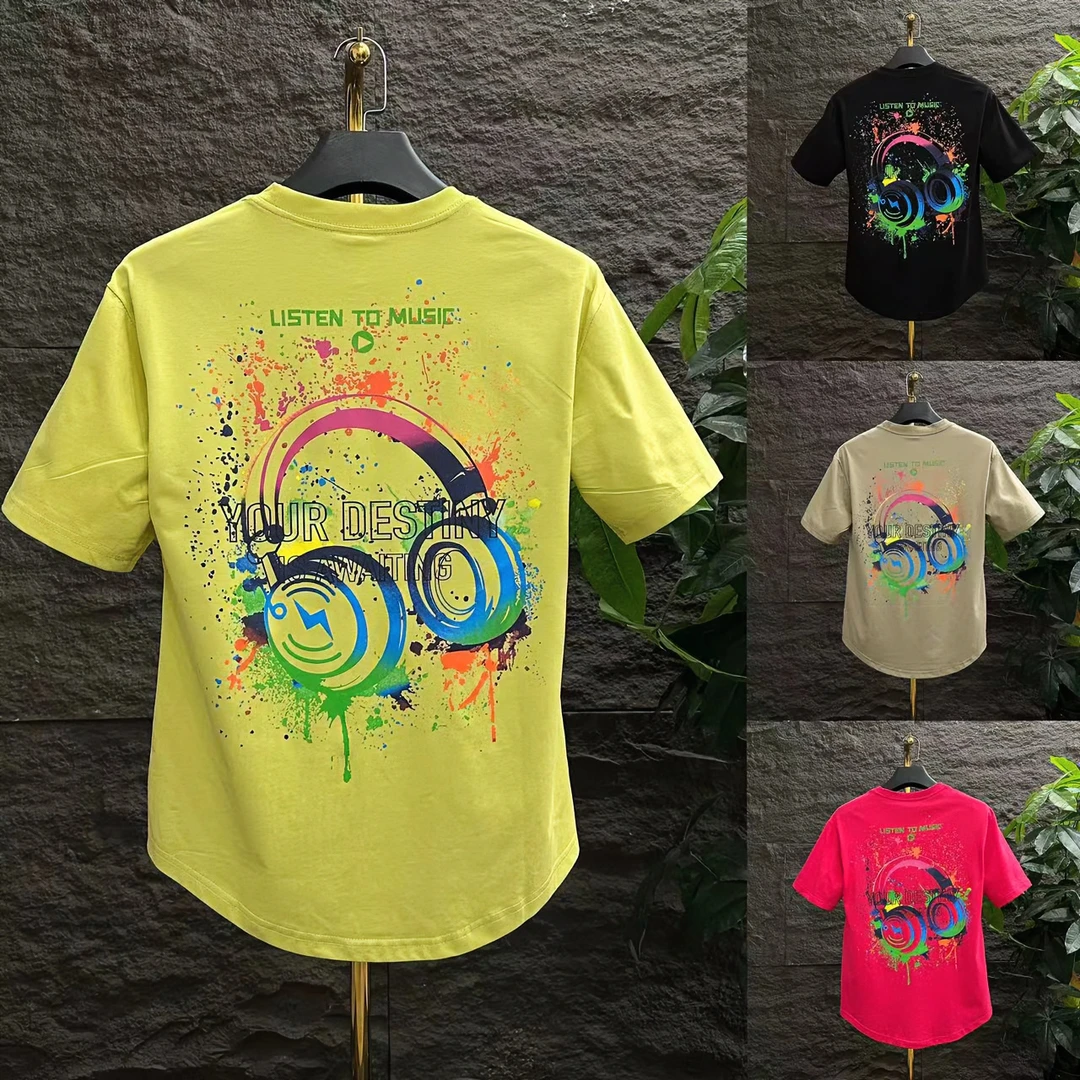 2024新款时休闲尚百搭男女个性同款短袖T恤潮流男体恤7808宽松