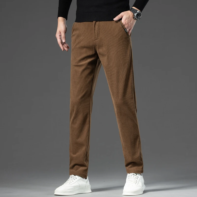 2024新款纯色休闲裤男士百搭宽松潮流商务弹力秋冬加厚时尚长裤