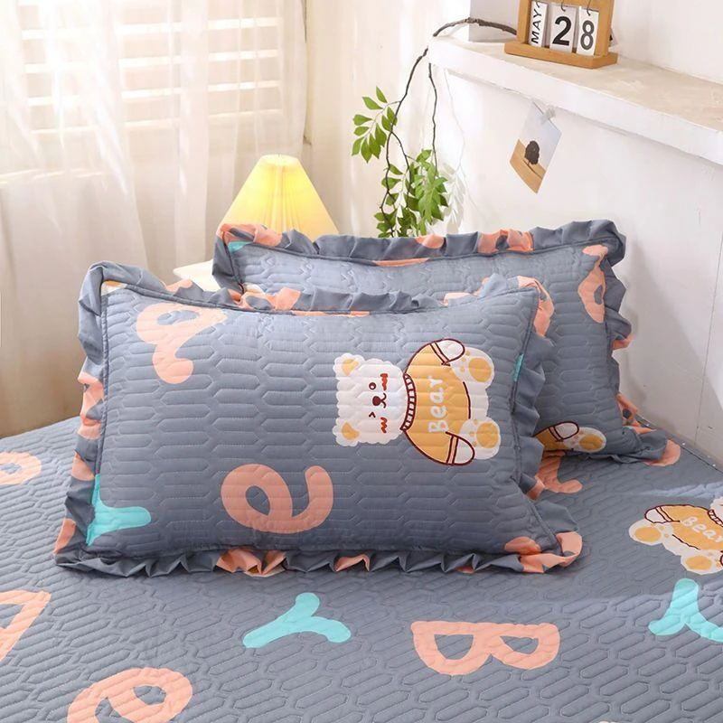 加厚48x74cm家用成人四季花边枕头套一对装学生枕皮单个枕头套装Y