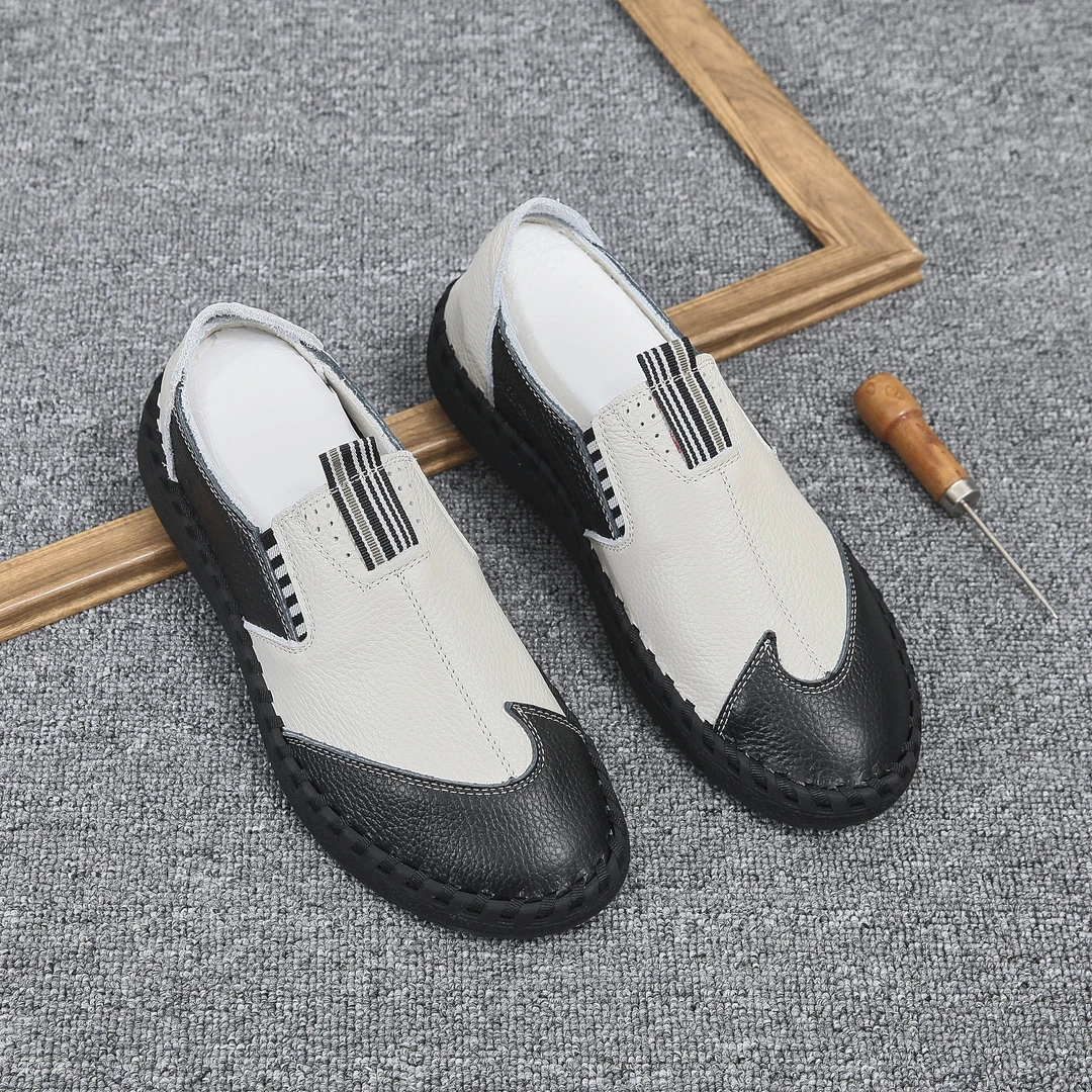 夏季新款真皮男鞋休闲运动鞋驾车鞋头层牛皮舒适软底手工乐福鞋男
