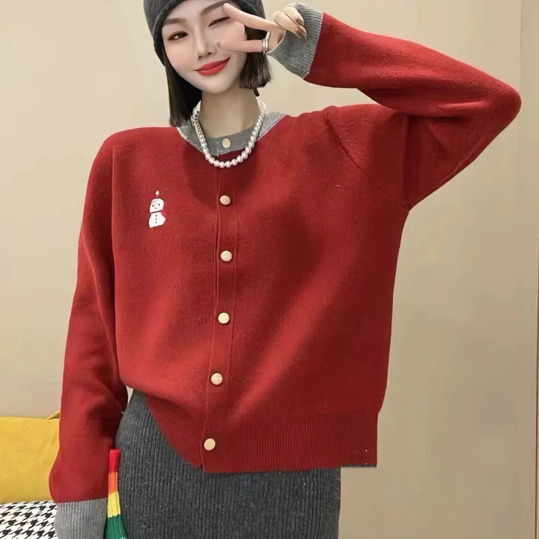 橘子定制年货新款开衫重工刺绣时尚百搭宽松846