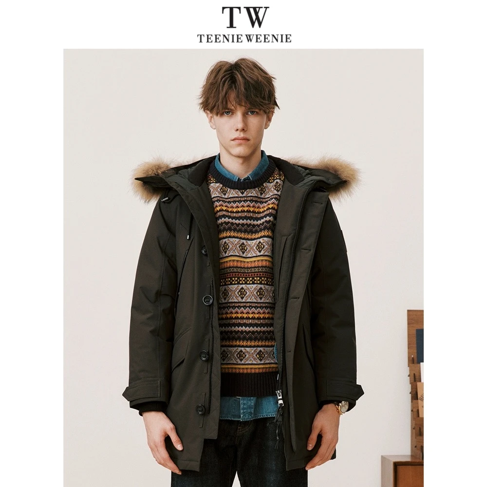 TeenieWeenieMen小熊男装2023冬季新款连帽羽绒服夹克TNJD238907H