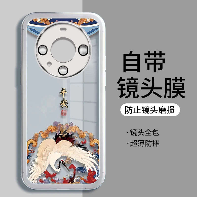 适用VIVOIQOO12PRO手机壳新款仙鹤自带镜头膜全包防摔保护壳