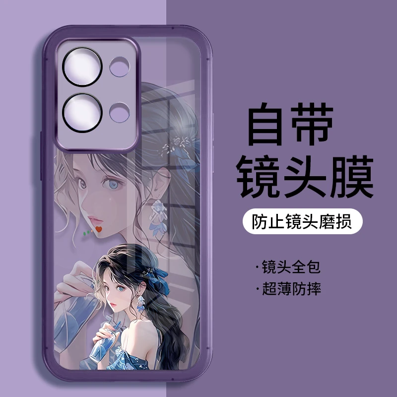适用OPPOReno9手机壳reno9pro透明硅胶饮料女孩软壳带镜头膜潮牌