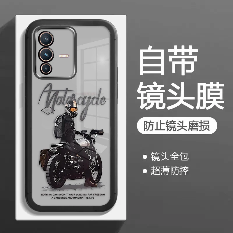 适用VIVOS12手机壳S12PRO硅胶透明软网红新款时尚自带镜头膜摩托