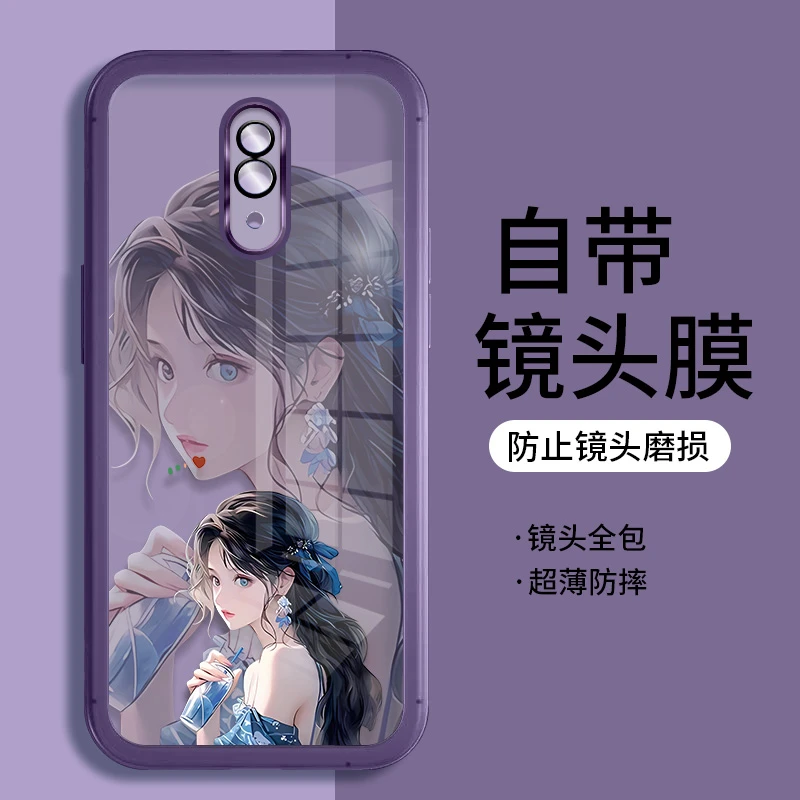 适用OPPOReno透明硅胶手机壳饮料女孩软壳自带镜头膜防摔时尚潮拍