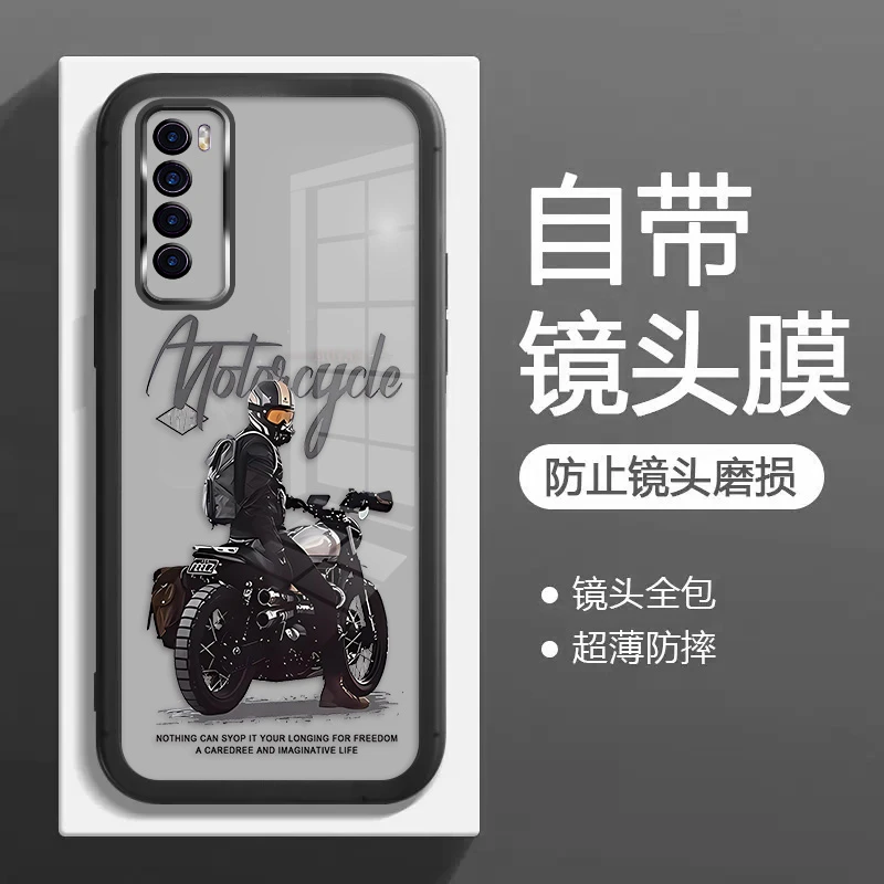 适用华为nova7手机壳nova7pro硅胶nova7se透明网红自带镜头膜摩托