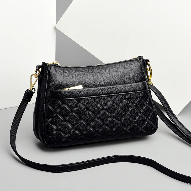 新款菱格绣线单肩百搭时尚女士肩包小包包女士包斜跨休闲妈妈包