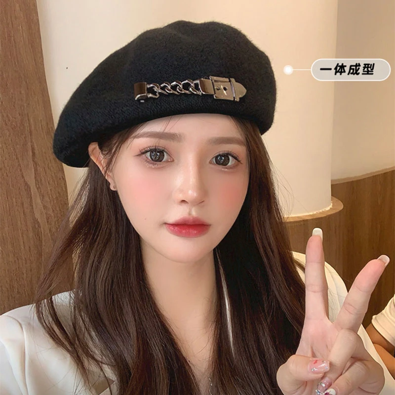 BANGKE LEE贝雷帽子女秋冬显脸小复古反戴前进帽潮百搭大头围英伦