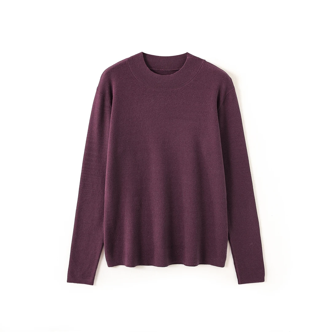 大码女装毛衣秋冬新款长袖百搭休闲宽松纯色套头半高领毛针织衫