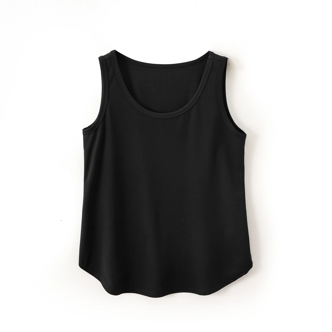 240斤大码女装新款宽松百搭衣服纯色背心显瘦黑色宽松u领妈妈装