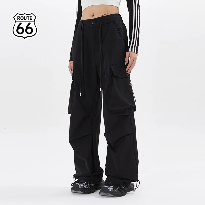 ROUTE66 工装裤美式复古直筒男女同款秋季抽绳休闲裤T4B11K7011