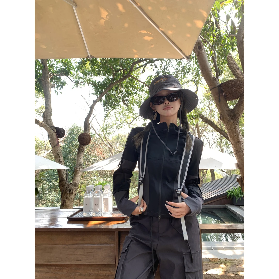 DEEMO【私服巨爱】限量供应抗紫外线撞色解构显瘦防晒外套 WZ2382