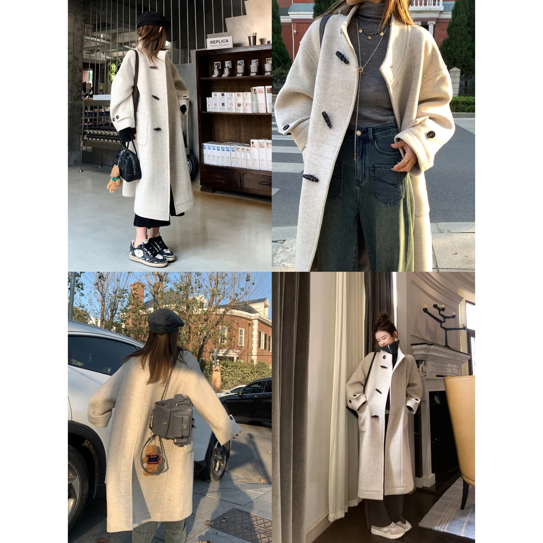 DEEMOL*maire系列慵懒随意感高品质羊毛小个子双面尼大衣 WZ2184