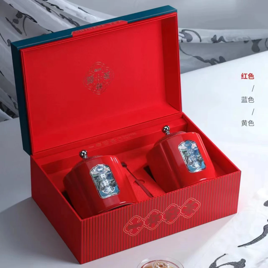 一杯好茶 岩茶乌龙茶大红袍 陶瓷罐200g茶叶礼盒装 红蓝双色随机