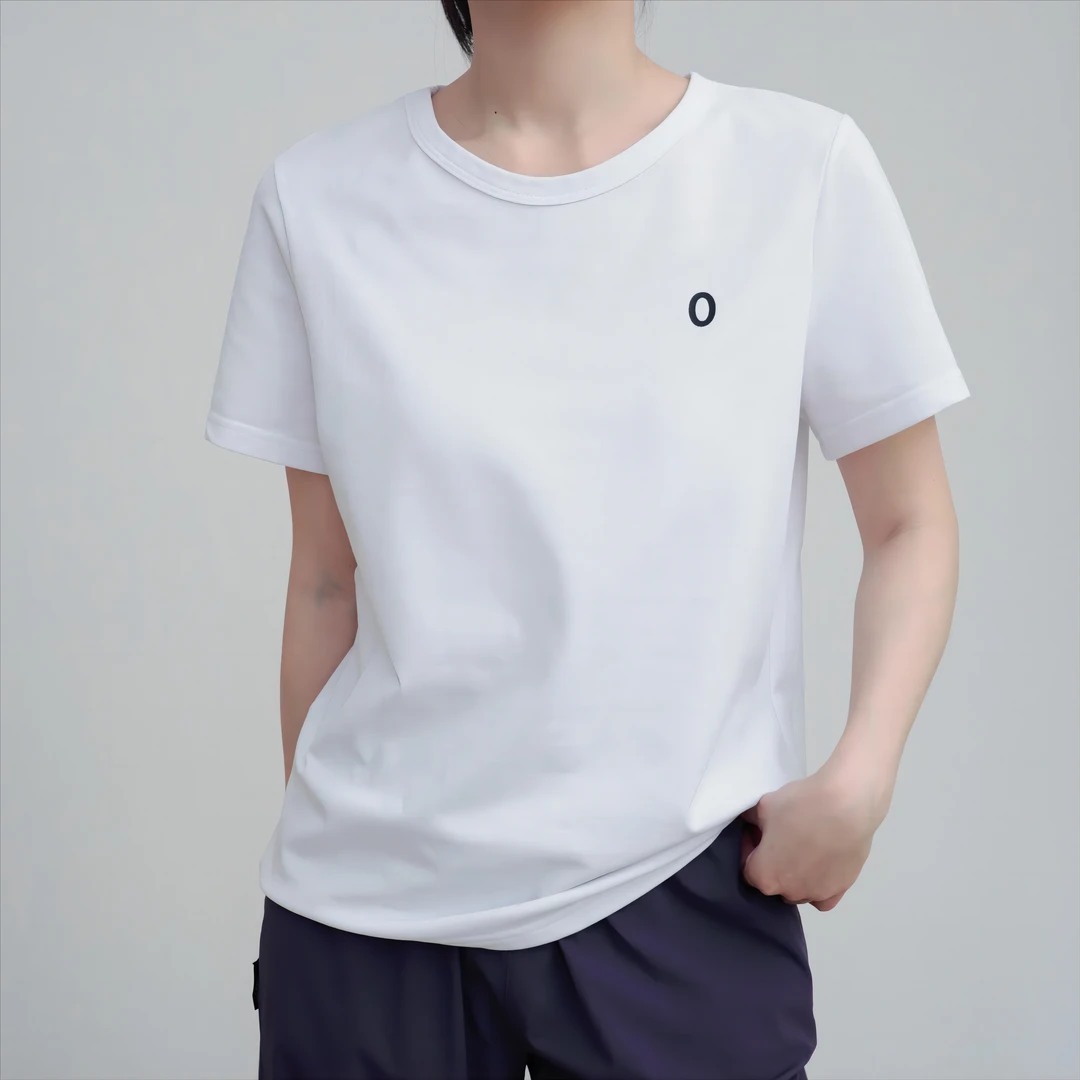 简约时尚休闲百搭圆领夏季纯棉t恤女款女士短袖轻薄透气运动白色