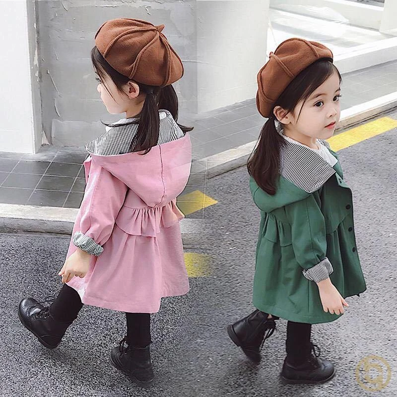 女童中长款外套宝宝上衣小女孩男孩风衣韩版百搭儿童春秋装中长款