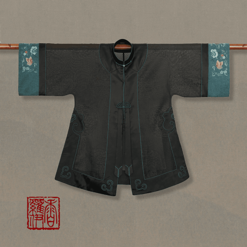 香罗伊 中式夏季莨纱面料黑色女装汉服上衣