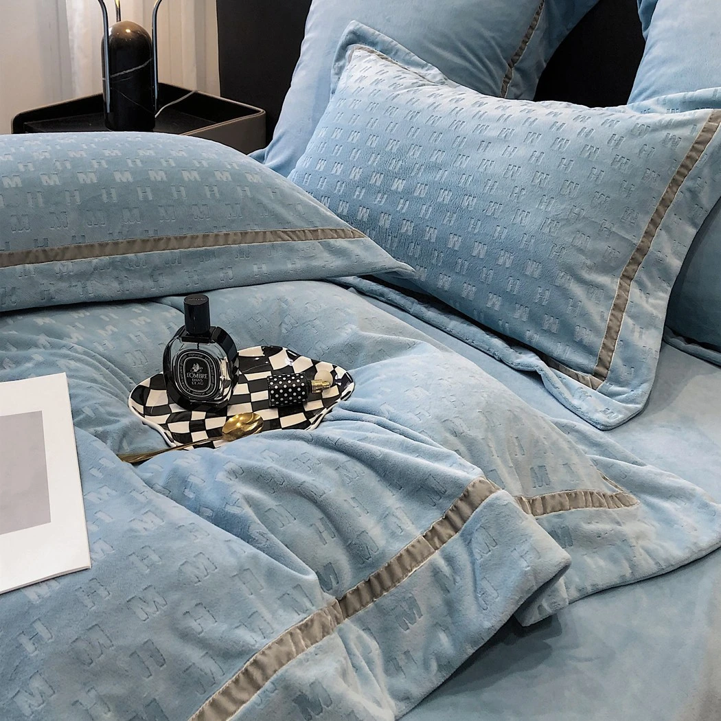 ROWHOLLY奥汀进口压花德芙绒加厚保暖欧式高档轻奢被套四件套床品