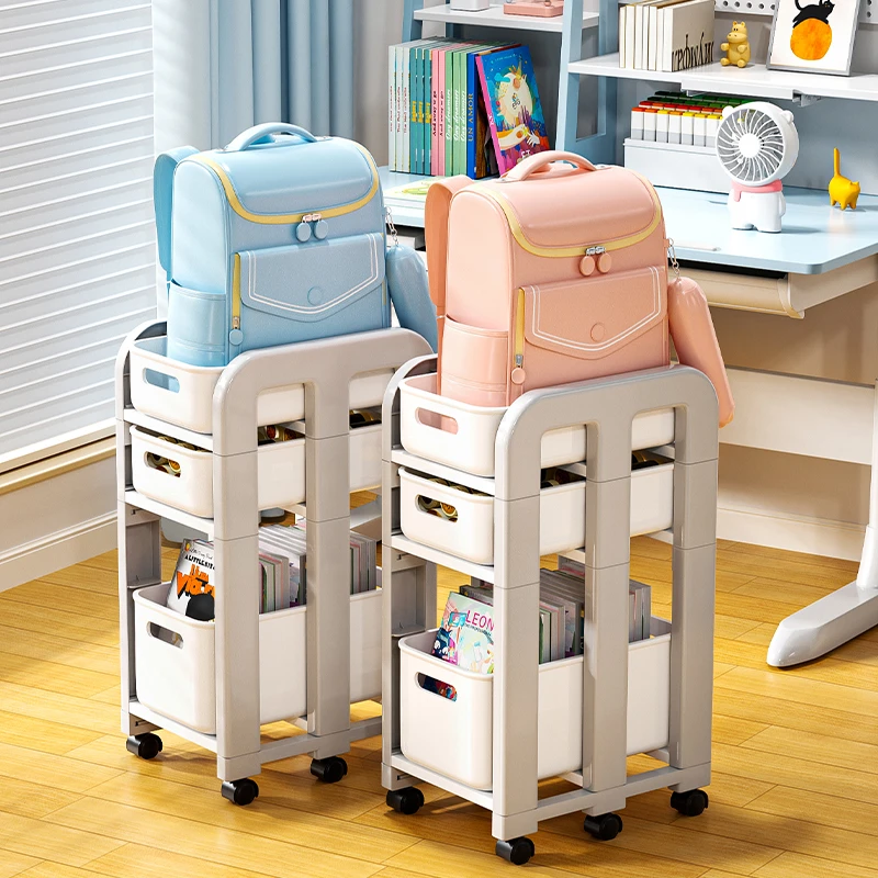 书包置物架书桌桌下放书本收纳可移动小推车带轮滑轮落地神器家用