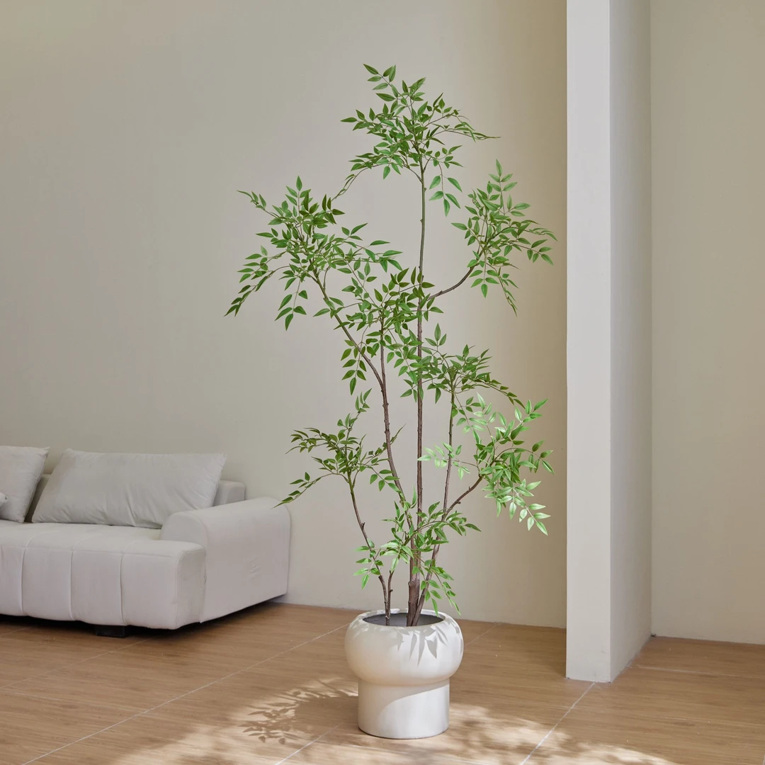 仿真绿植南天竹高端轻奢室内客厅装饰摆件仿生假植物大型落地盆栽