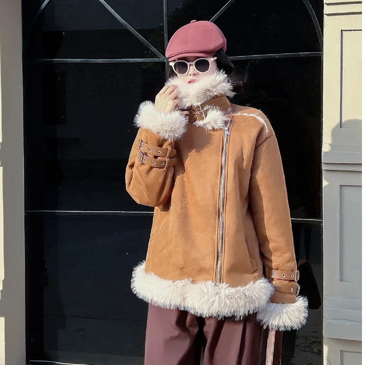 300斤无压力皮毛一体外套时尚7909加厚加绒