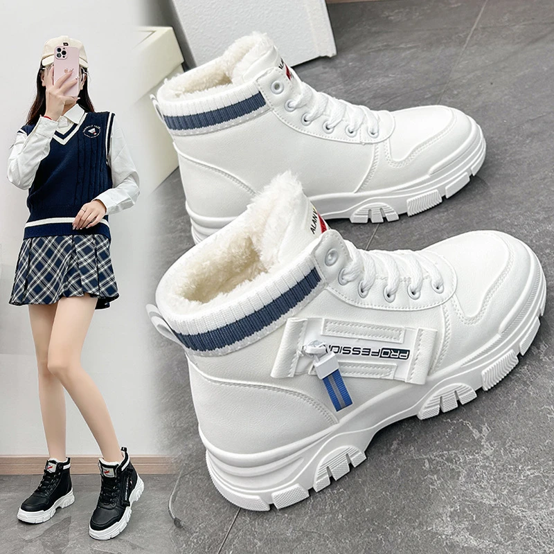 【小扬哥推荐】ins韩版加绒马丁靴女2023冬季新款保暖学生厚底保暖