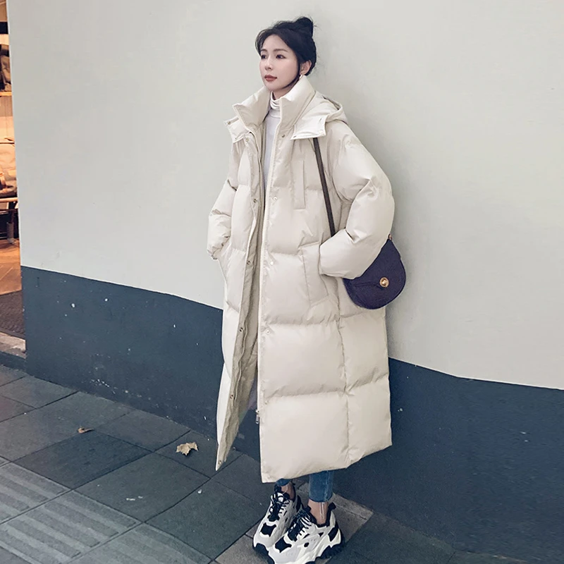 【媛3遇】2024冬棉服女中长款过膝加厚棉衣宽松面包服连帽保暖外套